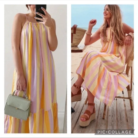 NWT Mango Striped Summer Dress Small - Picture 2 of 2